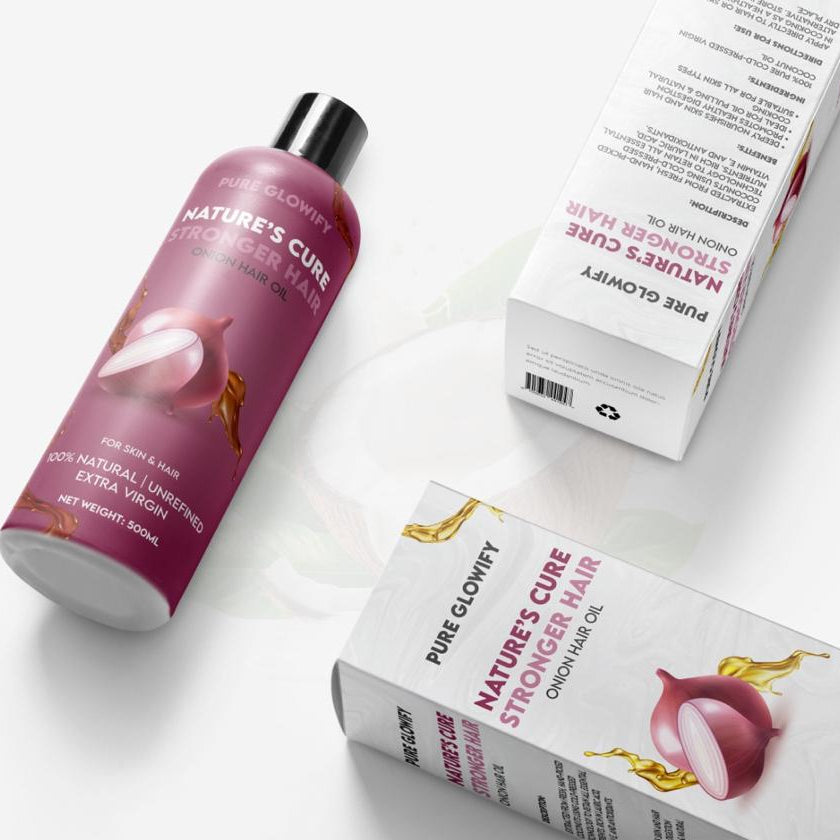 Nature's Cure hair care products on a white background