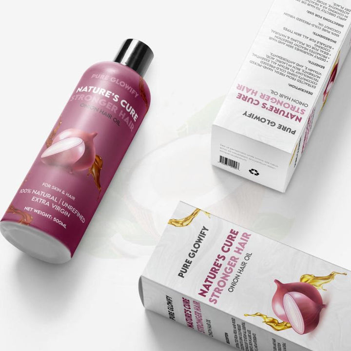 Nature's Cure hair care products on a white background